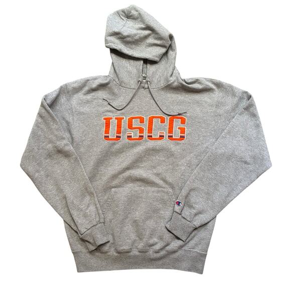 Champion USCG Coast Guard Hoodie Sweatshirt Heather Gray Size Medium Embroidered - Picture 1 of 7